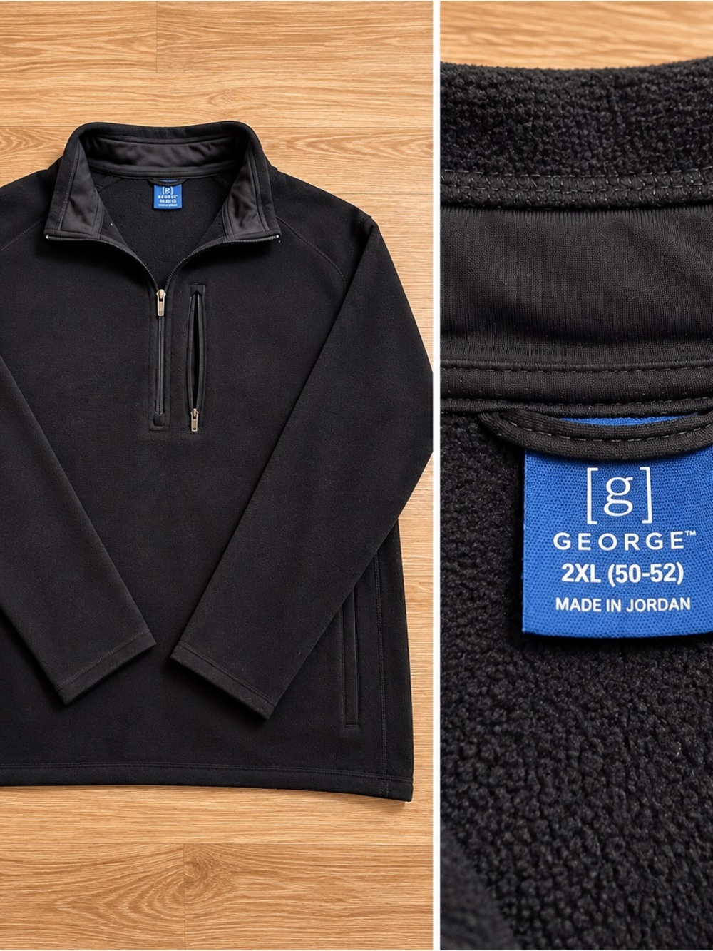 George Men’s Black Quarter-Zip Fleece Pullover